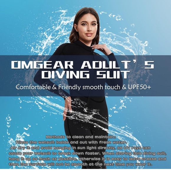 OMGear Wetsuit Men Women 3mm Neoprene Full Body UV Protection One Piece Long - Picture 4 of 8
